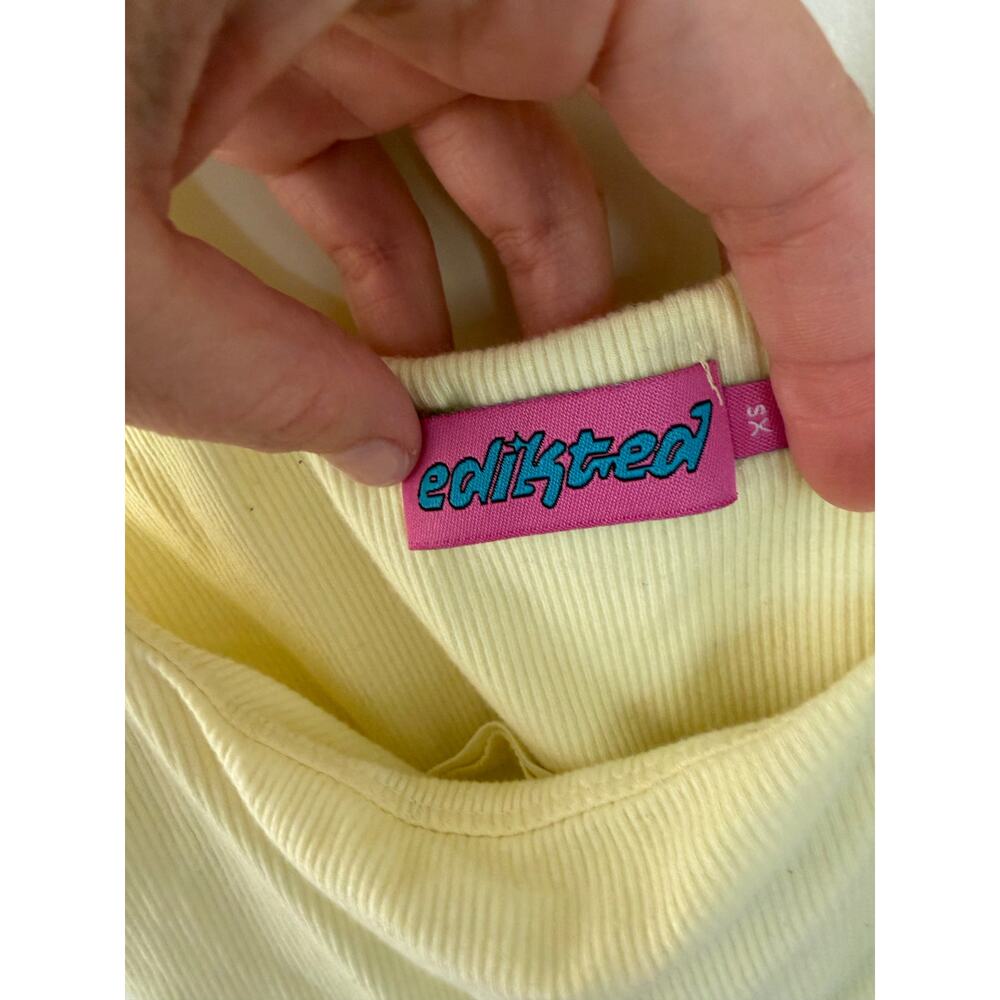 Edikted Lola Ribbed Bow Detail Tank Top Yellow XS - Picture 5 of 5